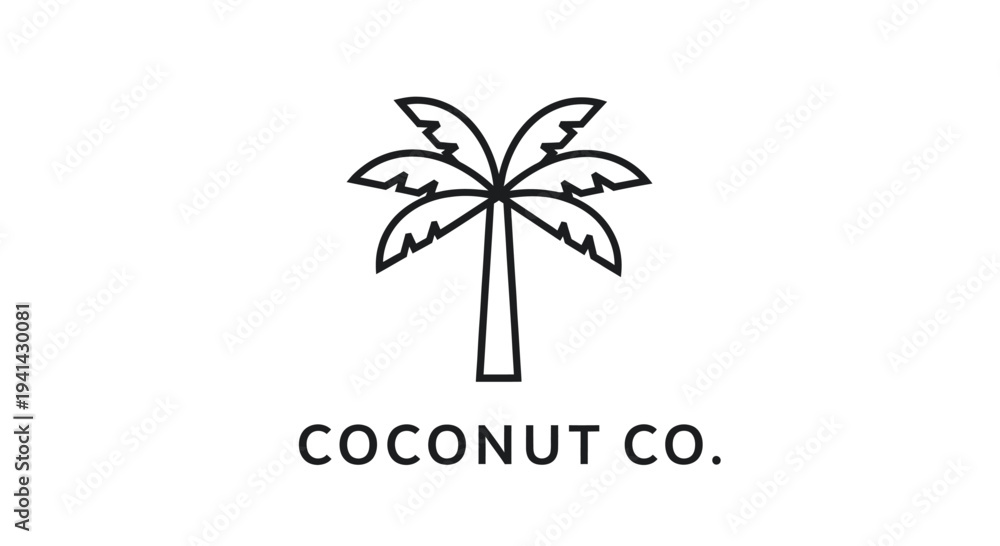 Obraz premium Minimalist Palm Tree Logo Design for Coconut Co Brand.