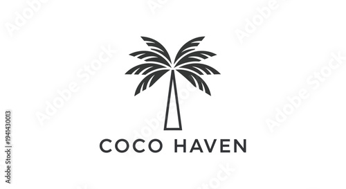 Minimalist Coco Haven Palm Tree Logo Design on White Background.