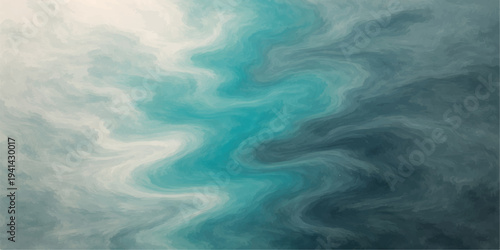 Beautiful abstract nature landscape featuring bright blue sky with white clouds over a summer sea with light waves and a touch of blue smoke