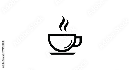 Minimalist Hot Coffee Cup Icon with Steam.