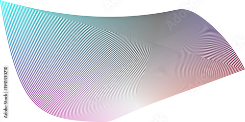 Twisted 3d mesh surface made of purple and cyan gradient lines