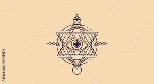 Mystical Eye Symbol Sacred Geometry Occult Design.