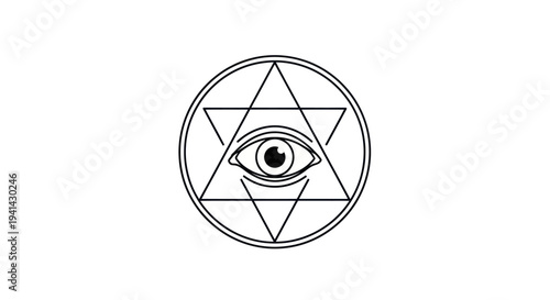 Mystical Eye Within a Star of David Symbol.