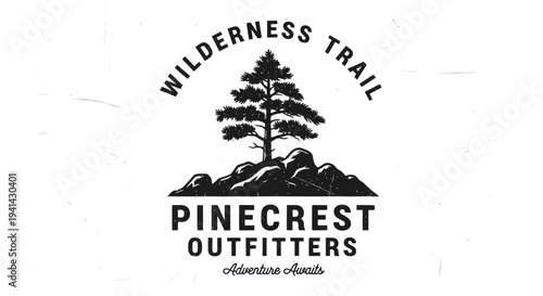 Pinecrest Outfitters Wilderness Trail Vintage Logo Design.