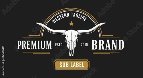 Premium Brand Western Bull Skull Logo Design.