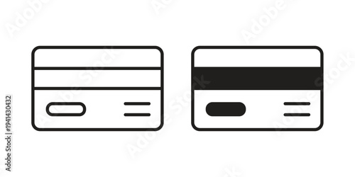 Credit card icon. Black and White Vector Illustrations. line icon vector pictogram