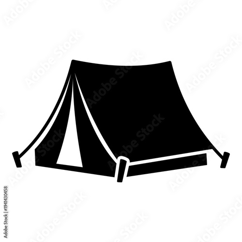 Camping tent vector icon. Tourist tent silhouette for outdoor adventure, hiking, and camping. Travel and shelter symbol