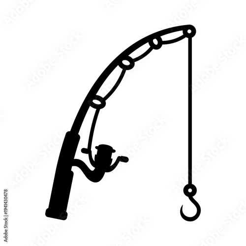 Fishing rod icon, symbolizing recreational fishing, angling activity, and outdoor sport.