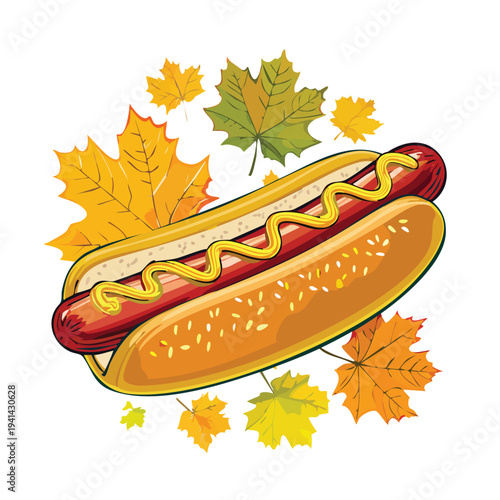 hot dog with mustard