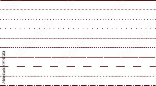 Selection of horizontal dark brown line styles on white background