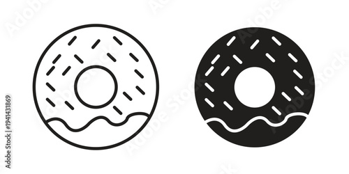 Doughnut icon. Black and White Vector Illustrations. line icon vector pictogram
