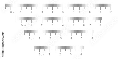 Ruler scale with markings and numbers in centimeters and millimeters units, measuring metric scale