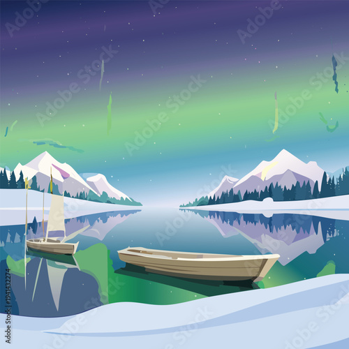 winter landscape with lake