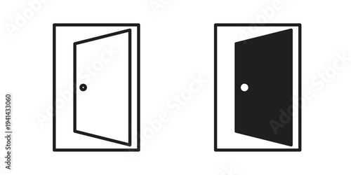 Entrance door icon. Black and White Vector Illustrations. line icon vector pictogram