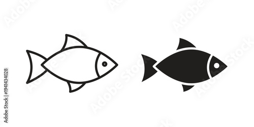 Fish icon. Black and White Vector Illustrations. line icon vector pictogram