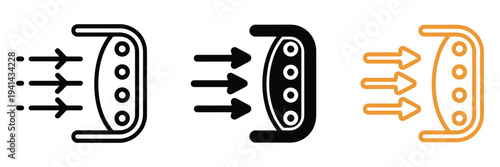 Air filter icon vector illustration, air purification flow with safety symbol, clean air concept, ventilation system