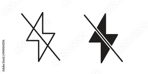 Flash off icon. Black and White Vector Illustrations. line icon vector pictogram