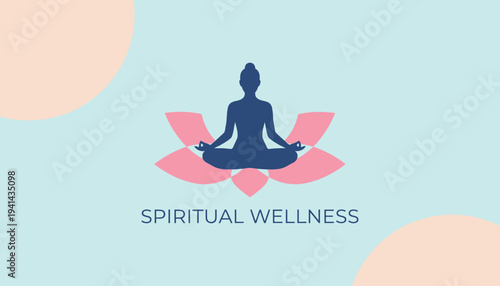 A logo for spiritual wellness with a person meditating