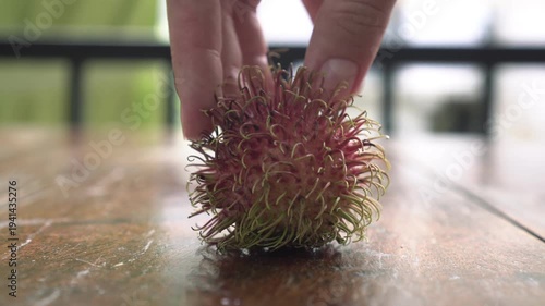 Fresh red rambutan fruit, close-up