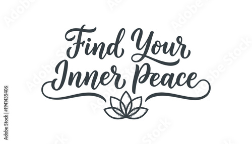 Inspirational quote with lotus flower and text find your inner peace