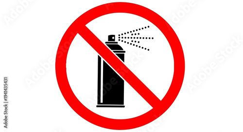 No spray sign with a red circle and diagonal line on white background