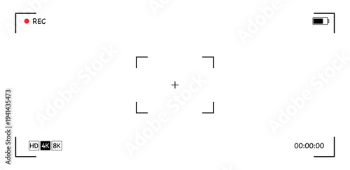 Camera viewfinder interface, video frame. Surveillance screen, record frame doodle. Movie mode, photo shooting mode. military viewfinder overlay. Screen photography frame for video,