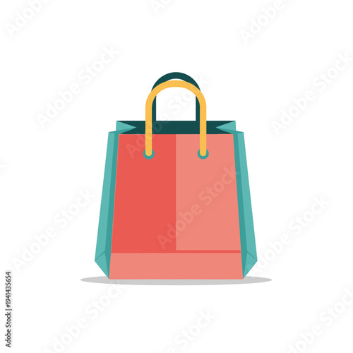 Colorful Shopping Bag with Handles Illustration.