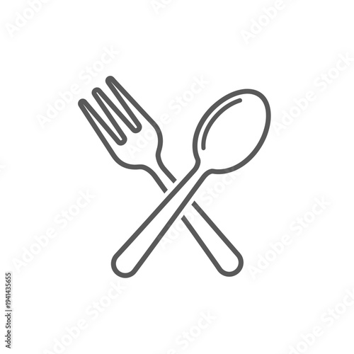 Crossed Spoon and Fork Illustration Simple Design.