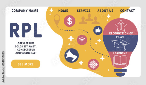 RPL - Recognition of prior learning acronym. business concept background. vector illustration concept with keywords and icons. lettering illustration with icons for web banner, flyer, landing	