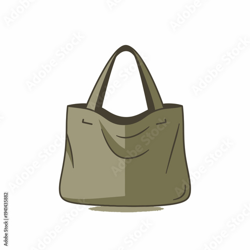 Green Handbag with Double Handles and Logo.