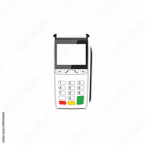 White Payment Terminal with Keypad and Screen.