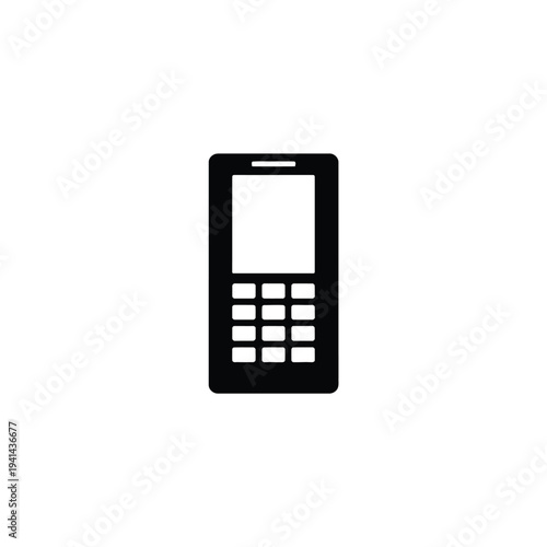 Solid fill of black mobile pay phone with keypad and screen
