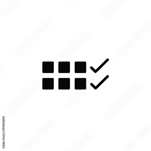 Black solid fill of multiple choice answers with check marks