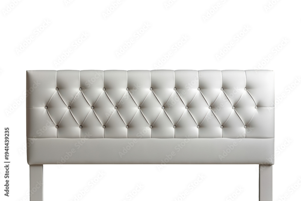 Obraz premium White tufted headboard with diamond button pattern, plush upholstered bedroom furniture piece, elegant comfort concept