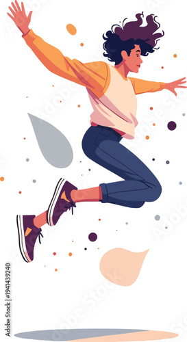 ragazzo uomo o donna che salta felice gioia improvvisa illustrazione vettoriale