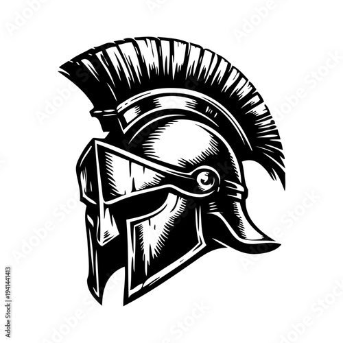 Logo casco legionario romano. Icono con casco romano con penacho