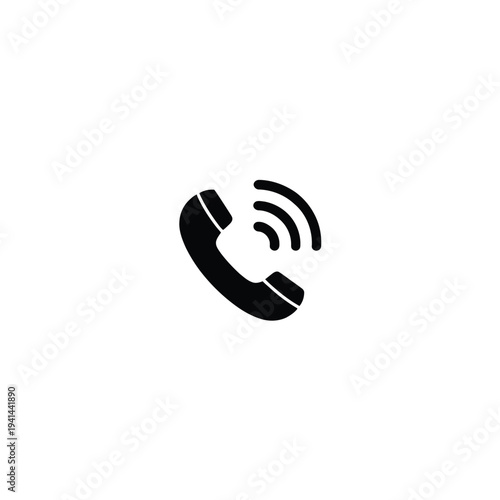 Solid fill of black ringing phone with signal waves