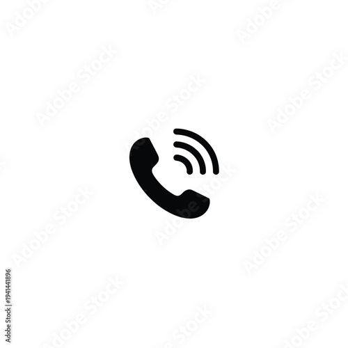 Solid fill of a ringing black telephone with signal waves 1