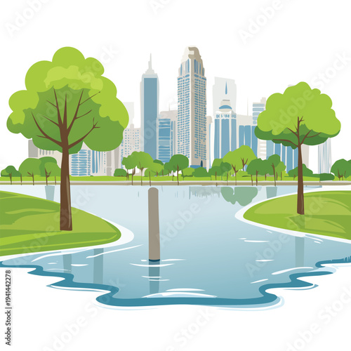 city park with trees