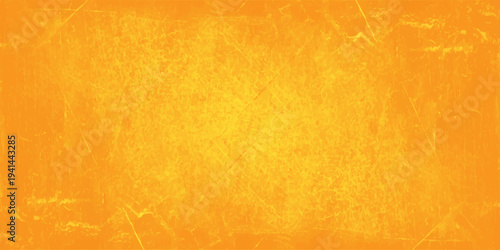 vibrant orange grunge texture background with rustic yellow center, distressed scratched paper or weathered wall
