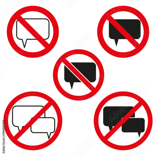 No chat icon. Forbidden message Vector. Stop talk symbol. Prohibited speech sign.