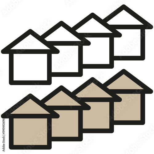 House icon pattern. Black outline shape. Home symbol Vector. Real estate element.