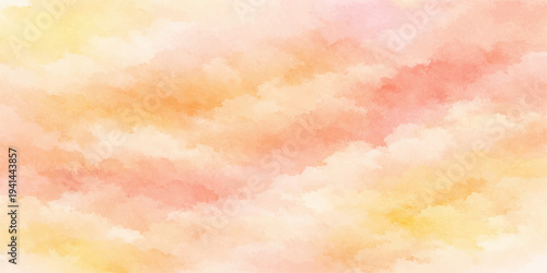 Abstract watercolor background featuring a colorful sky with bright clouds and sunlight textures in shades of purple and orange