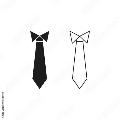 Black tie icon. Business suit wear. Neck cloth Vector. Office fashion.