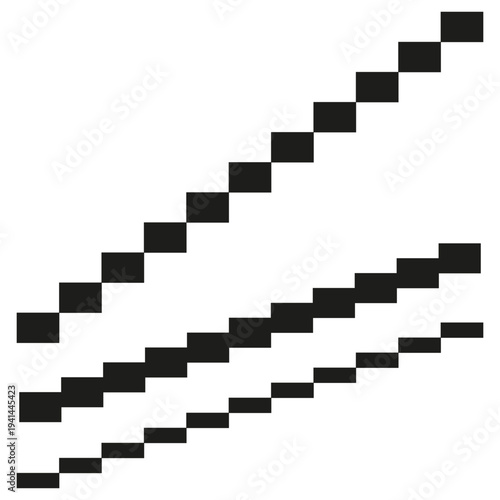 Pixel step path. Diagonal Vector block. Black ladder icon. Digital progress symbol.