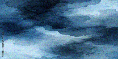 A blue sky with fluffy white clouds creates a serene nature backdrop with a light texture and an airy pattern like a heavenly ocean of blue color