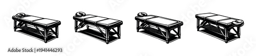 Vector silhouette of massage tables in black and white illustration style