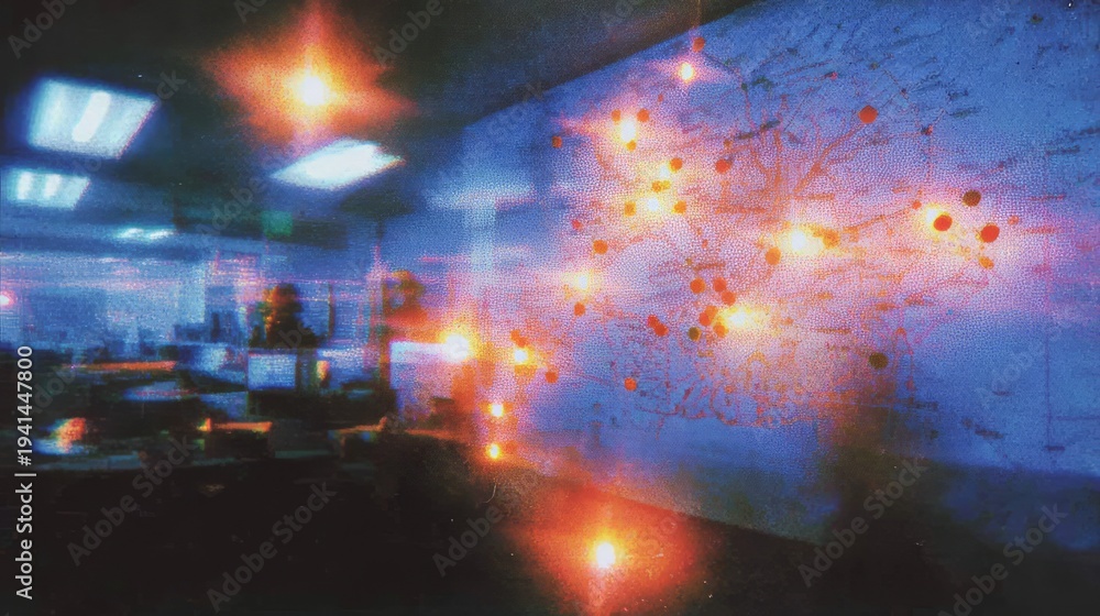 Naklejka premium Abstract Logistics Command Center with Analog Style and Visual Effects