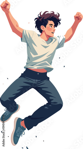 ragazzo uomo o donna che salta felice gioia improvvisa illustrazione vettoriale