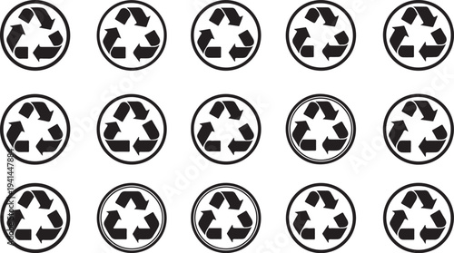 Recycling symbols pattern on white background illustration design